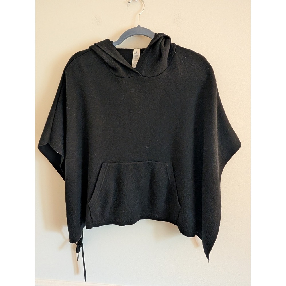 Lululemon Hooded Poncho Merino Wool All in a Day Womens OS Black Athleisure Cozy